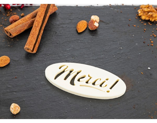 Plaquette Merci en chocolat blanc | Fleur de Pains