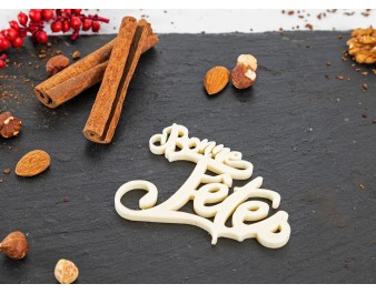 Plaquette Bonne fêtes en chocolat blanc | Fleur de Pains