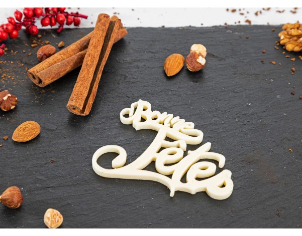 Plaquette Bonne fêtes en chocolat blanc | Fleur de Pains